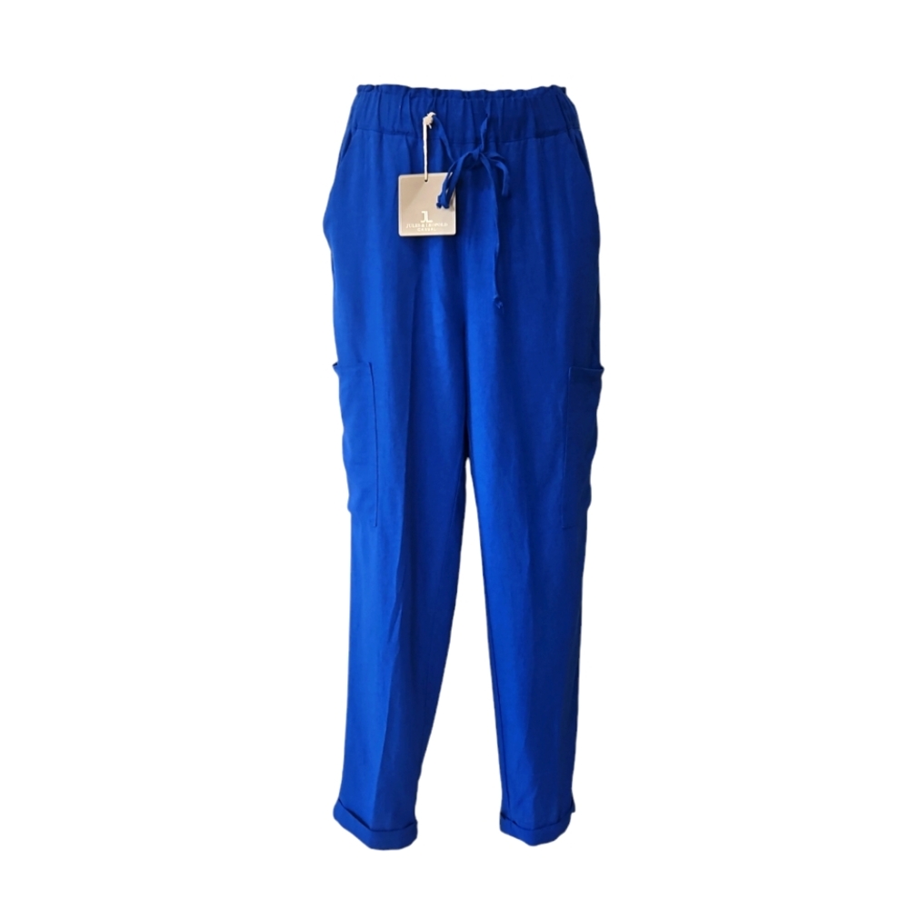 Jules&Leopard Women Casual Cargo Pants 👖 Drawstring Elastane Waist Size XS/TP